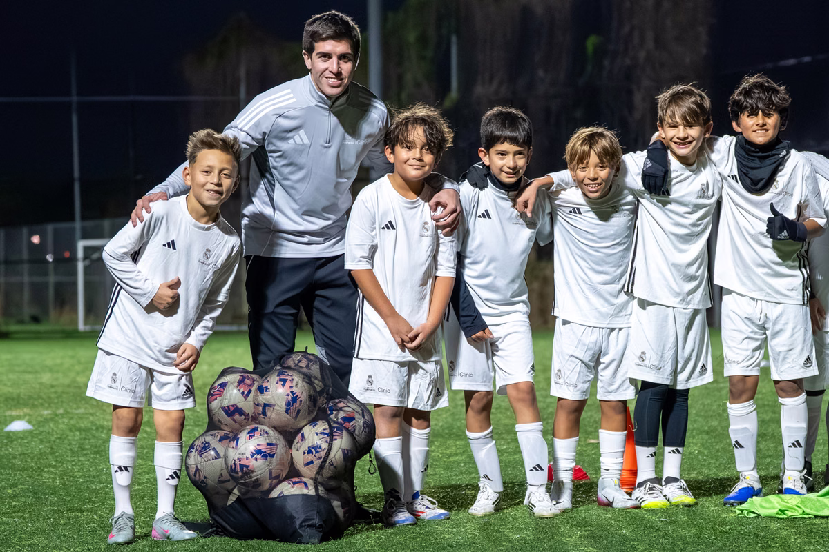 Winter soccer camp players at a Fundación Real Madrid camp