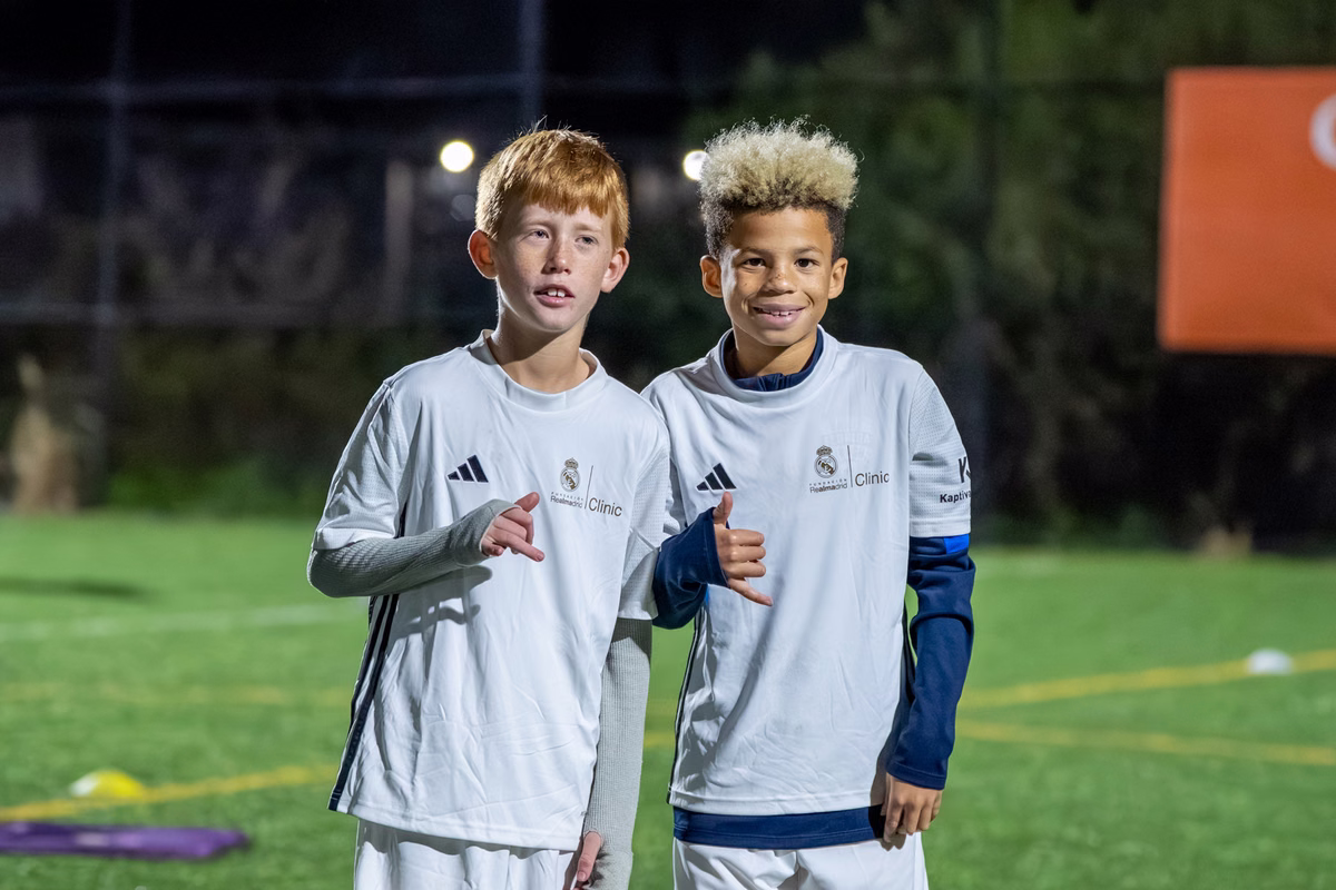 Winter soccer camp players at a Fundación Real Madrid camp