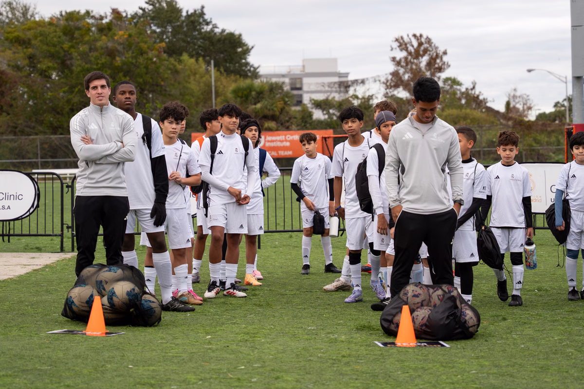 Winter soccer camp players at a Fundación Real Madrid camp