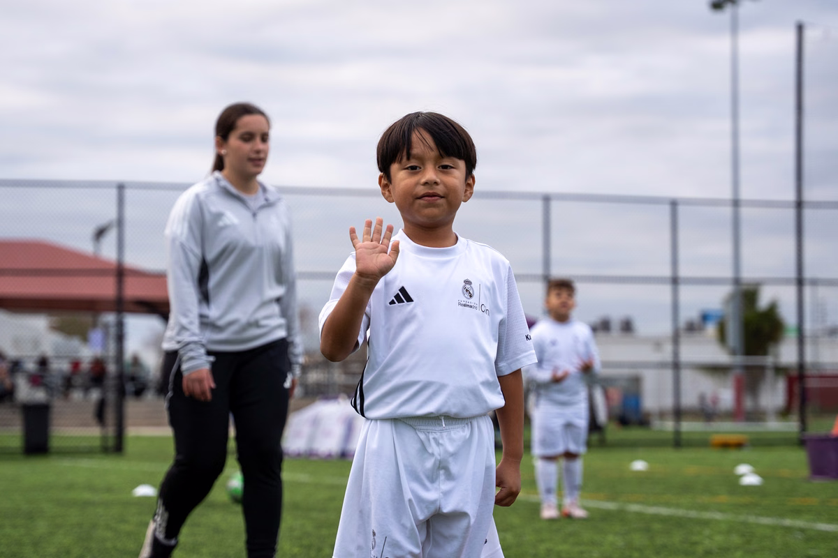 Winter soccer camp players at a Fundación Real Madrid camp
