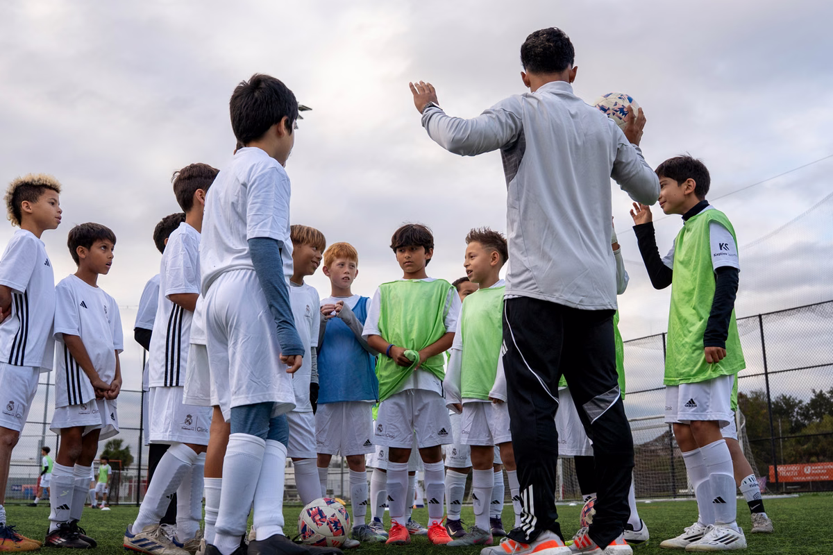 Winter soccer camp players at a Fundación Real Madrid camp