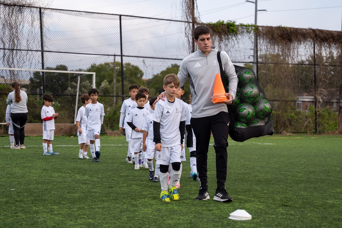 Winter soccer camp players at a Fundación Real Madrid camp