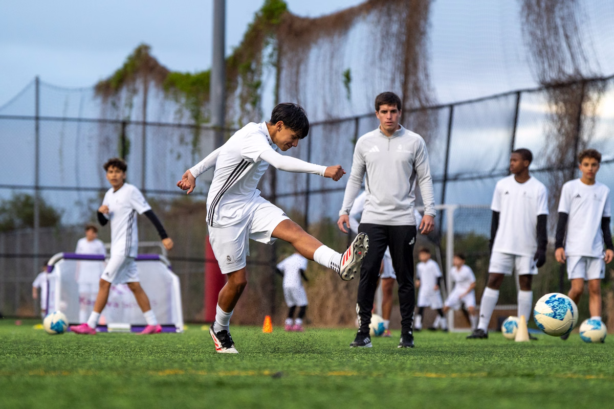Winter soccer camp players at a Fundación Real Madrid camp