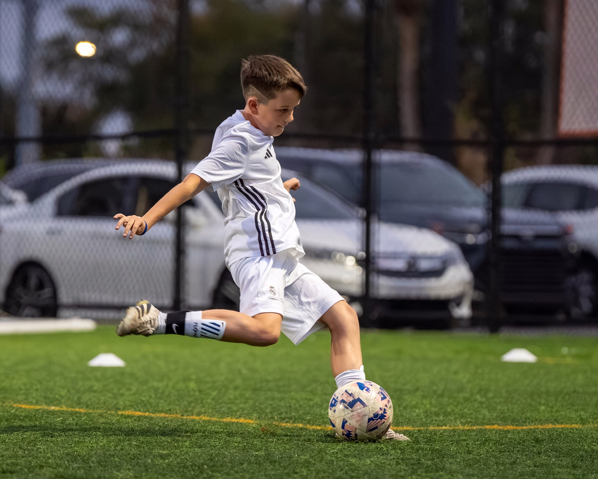 Winter soccer camp players at a Fundación Real Madrid camp