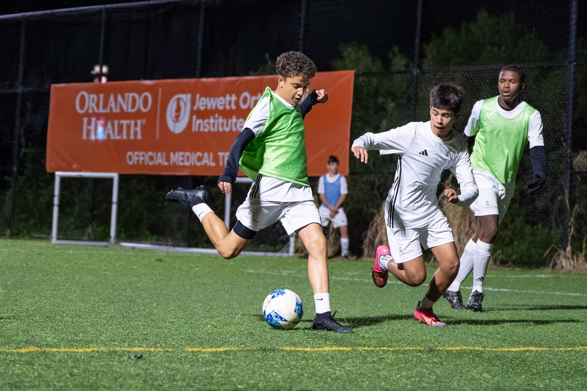 Winter soccer camp players at a Fundación Real Madrid camp