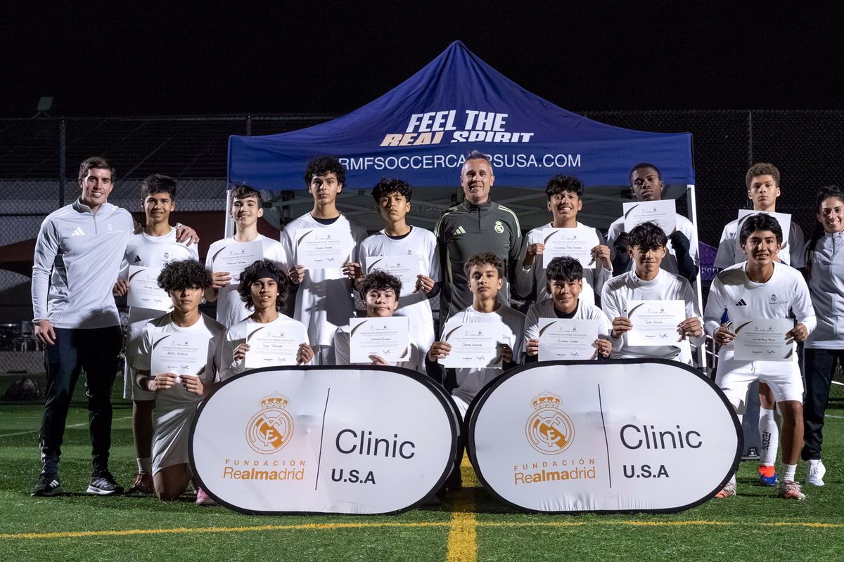 Winter soccer camp players at a Fundación Real Madrid camp